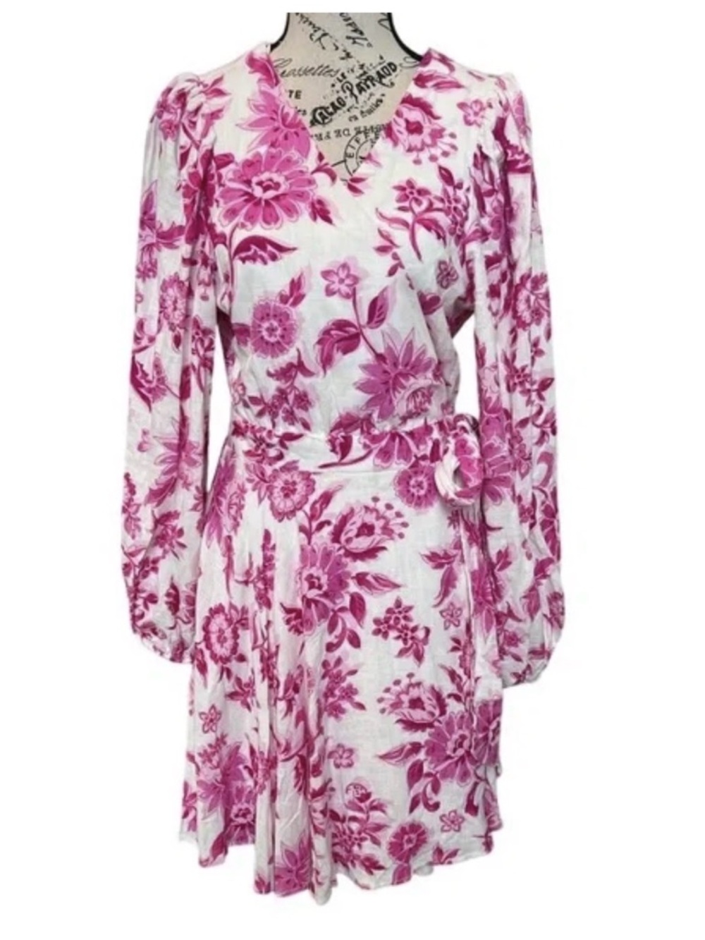 Premier Amour Women’s Floral Dress Sz 14 Rayon +line  Resorts A29 Long Sleeve